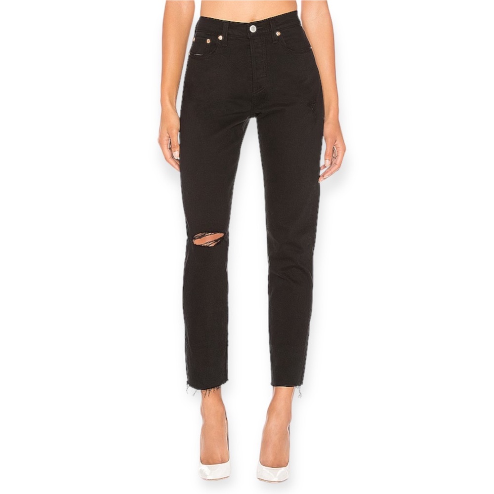High-Rise Black Distressed Women's Jeans